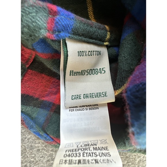 LL Bean Shirt Womens X-Small Red Plaid Flannel Slightly Fitted Pocket Button Up - Picture 9 of 12